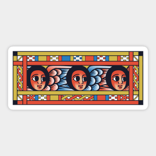 Ethiopian Colourful angel faces - Iconic Painting Style Sticker